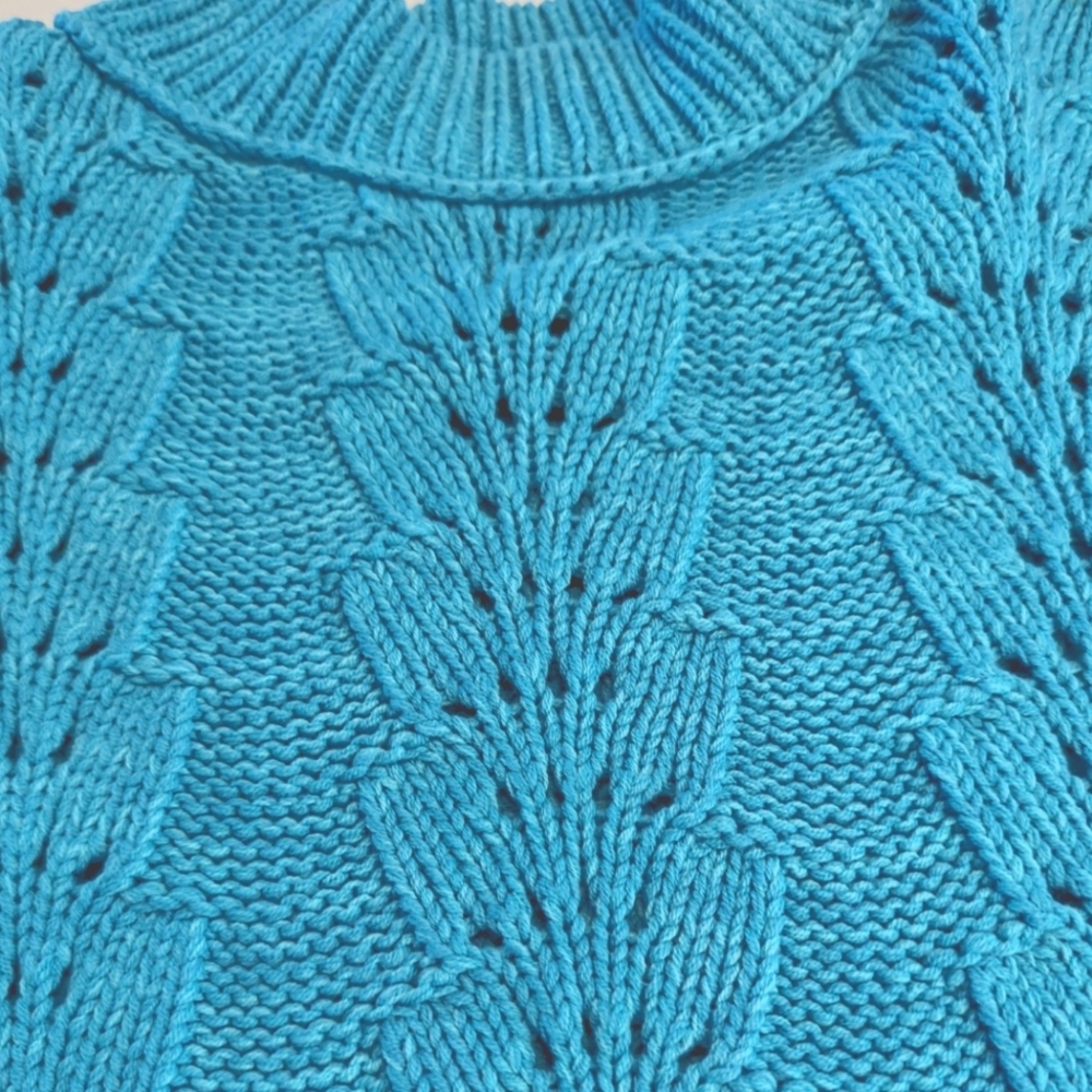 NWT Free People Bell Song Cropped Knit Long Sleeve Sweater Size XS Teal Blue - Picture 8 of 11